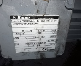 Reductor Bauer 2.2 kw, 8.6 rpm 
