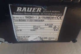 Reductor Bauer 4.0 kw, 37 rpm 