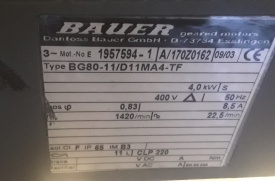 Reductor Bauer 4.0 kw, 22.5 rpm 
