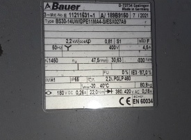 Reductor Bauer 2.2 kw, 47.5 rpm 