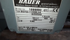 Reductor Bauer 1.5 kw, 15 rpm 