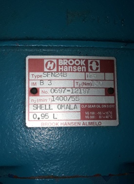 Reductor Brook Hansen 0.75 kw, 55 rpm 