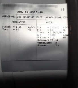 Axial ventilator ARA 61-0315-4D 