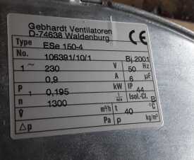 Radial ventilator ESe 150-4 