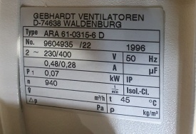Ventilator ARA 61-0315-6 D 