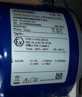 Flowmeter Krohne H250/RR/M40/K1-Ex 