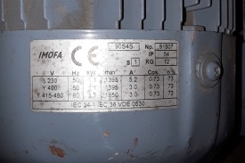 2 x Elektromotor imofa  1.1 kw, 1.395 rpm 