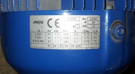 Elektromotor imofa 1.1 kw, 1.395 rpm 