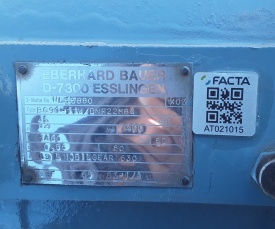 Reductor Bauer 45 kw, 82 rpm 
