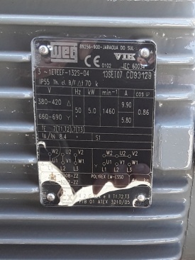 Reductor WEG 5 kw, 283 rpm 