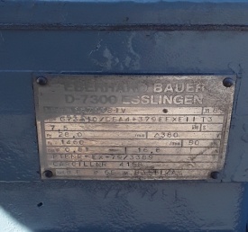 Reductor Bauer 7.5 kw, 28 rpm 