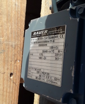 Reductor Bauer 0.55 kw, 34,5 rpm 
