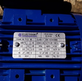 Elektromotor Electramo 0.37 kw, 2.780 rpm 230 volt