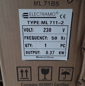 Elektromotor Electramo 0.37 kw, 2.780 rpm 230 volt