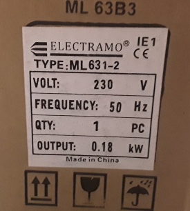 Elektromotor Electramo 0.18 kw, 2.750 rpm 230 volt