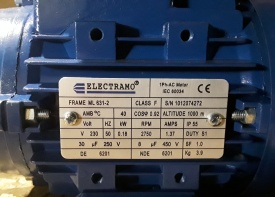 Elektromotor Electramo 0.18 kw, 2.750 rpm 230 volt