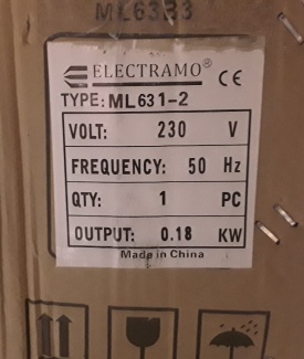 Elektromotor Electramo 0.18 kw, 2.750 rpm 230 volt
