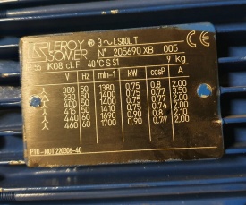 Reductor leroy Somer 0.75 kw, 70 rpm 