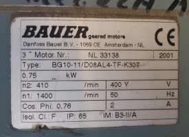 Reductor Bauer 0.75 kw, 410 rpm 