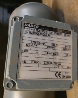 Reductor Bauer 0.025 kw, 1.4 rpm ! 