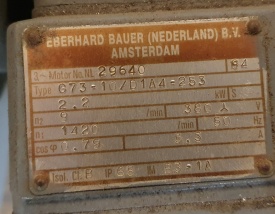 Reductor Bauer 2.2 kw, 9 rpm 