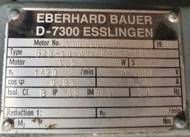 Reductor/variator Bauer 1.5 kw, 6--41.5 rpm 