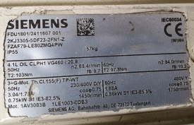 Reductor Siemens 0.75 kw, 69.4 rpm 