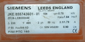 Reductor Siemens 0.75 kw, 184 rpm 