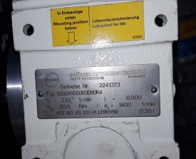 2 x Reductor Stöber 0.55 kw, 233 rpm 