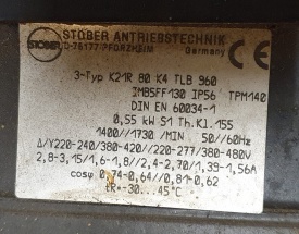 Reductor Stöber 0.55 kw, 120 rpm 