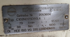 Reductor Stöber 0.75 kw, 79 rpm 