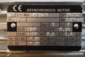 Reductor 0.25 kw, 34.5 rpm 