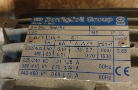 Reductor Bonfigloli 0.18 kw, 1.330 rpm 