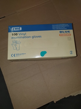 Vinyl handschoenen blauw gepoederd 