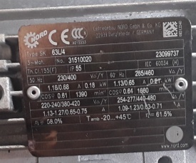 Reductor Nord 0.18 kw, 56 rpm 