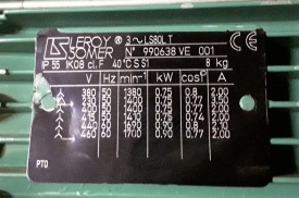 Reductor Leroy Somer 0.75 kw, 95 rpm 