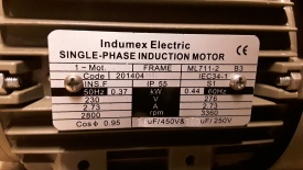 2 x Elektromotor 0.37 kw, 2.800 rpm 230 volt 