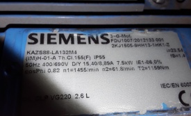 Reductor Siemens 7.5 kw, 61.8 rpm 