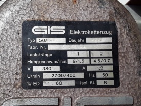 Elektrische kettingtakel GIS 250-500 KG 