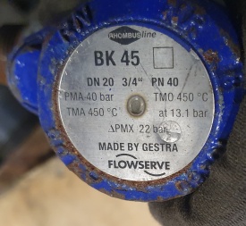 Flowserve stroomafsluiter BK45 DN20 PN40 3/4" 